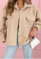 Krótka kurtka sherpa kożuszek Anyana błękitna