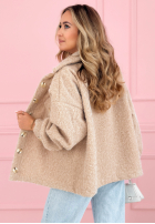 Krótka kurtka sherpa kożuszek Anyana błękitna