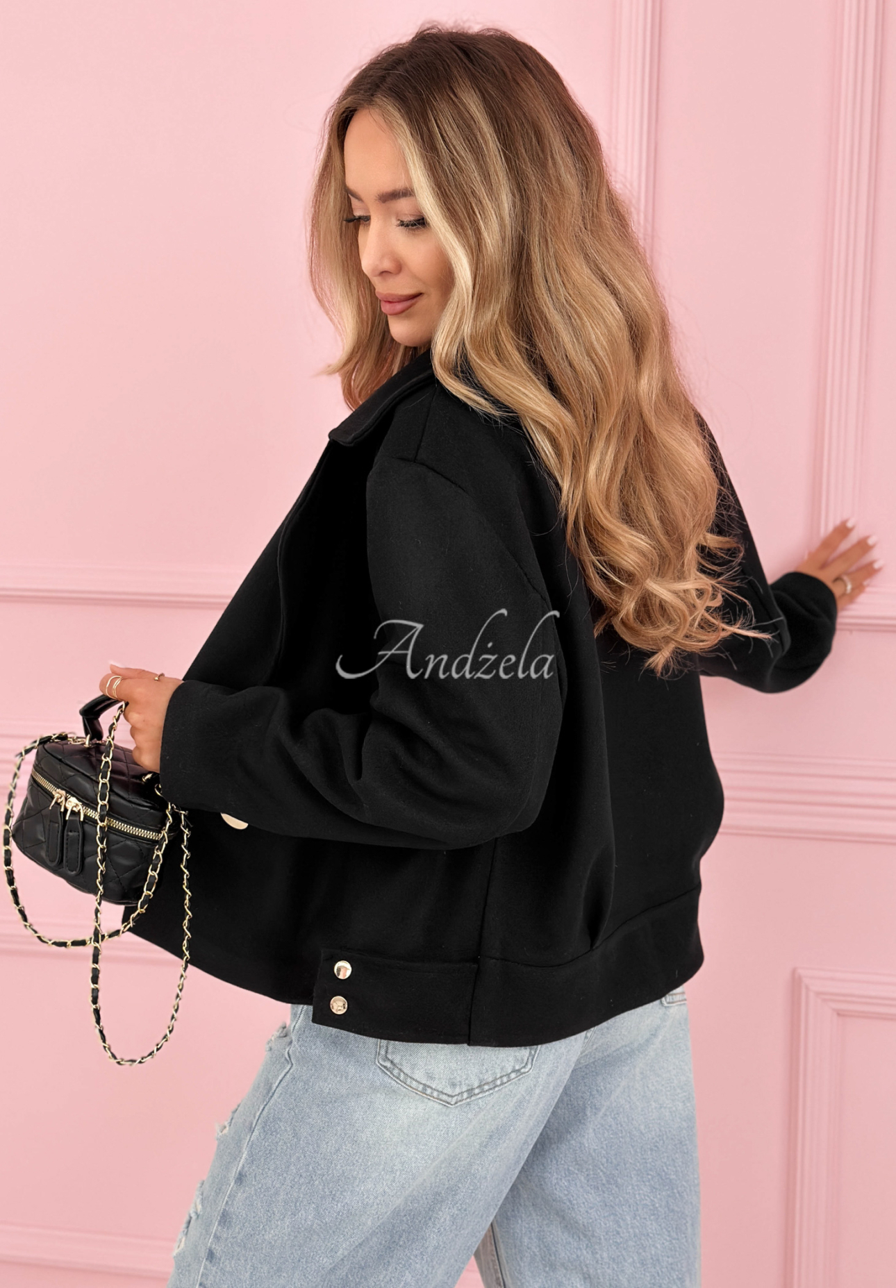 Krótki płaszcz z wełny Sylvie czarny