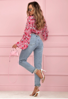 Jeansowe spodnie mom fit z paskiem Valerio jasnoniebieskie