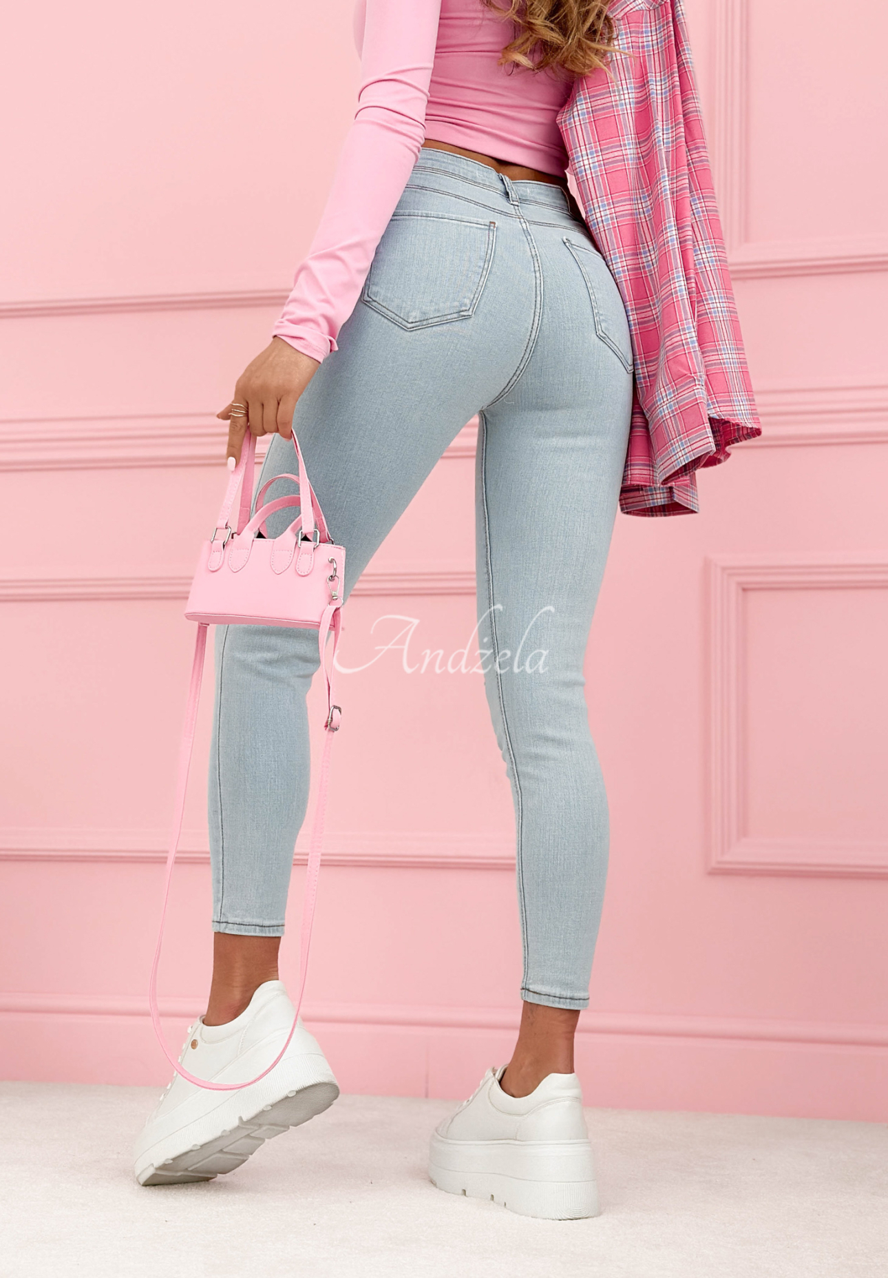 Spodnie jeansowe skinny Irene jasnoniebieskie