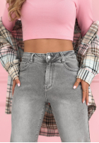 Spodnie jeansowe mom fit Wait Here jasnoszare