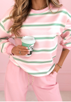 Komplet dresowy w paski Delightful Lines różowo-pistacjowy