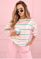 Komplet dresowy w paski Delightful Lines różowo-pistacjowy