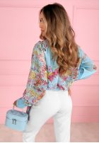 Kwiecista bluzka z wiązaniem Marielle błękitna