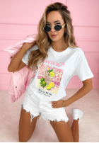 T-shirt z nadrukiem Cachaca Lemon biało-błękitny