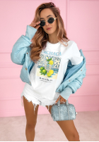 T-shirt z nadrukiem Cachaca Lemon biało-błękitny