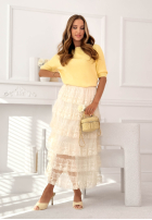 Lekki sweter na krótki rękaw Better With You beżowy