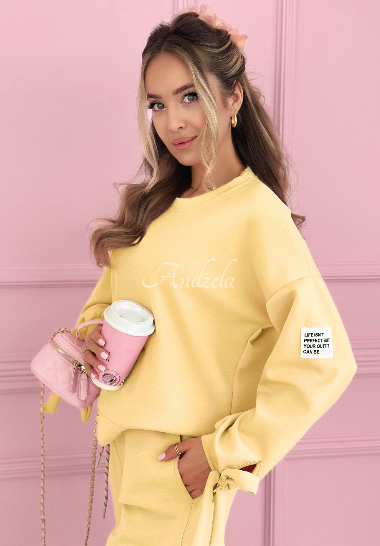 Peyton yellow butter viscose tracksuit set