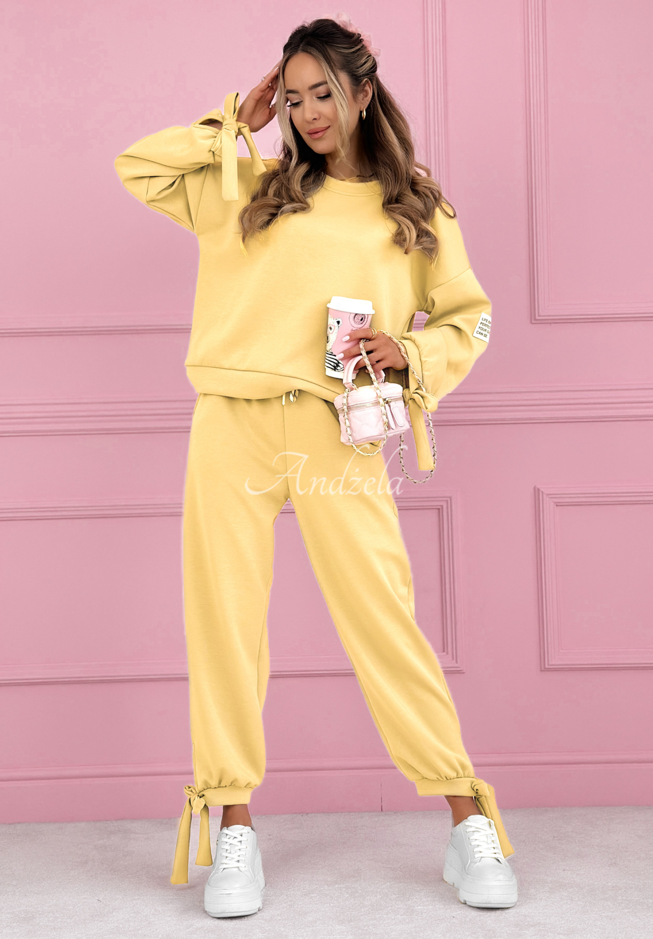 Peyton yellow butter viscose tracksuit set