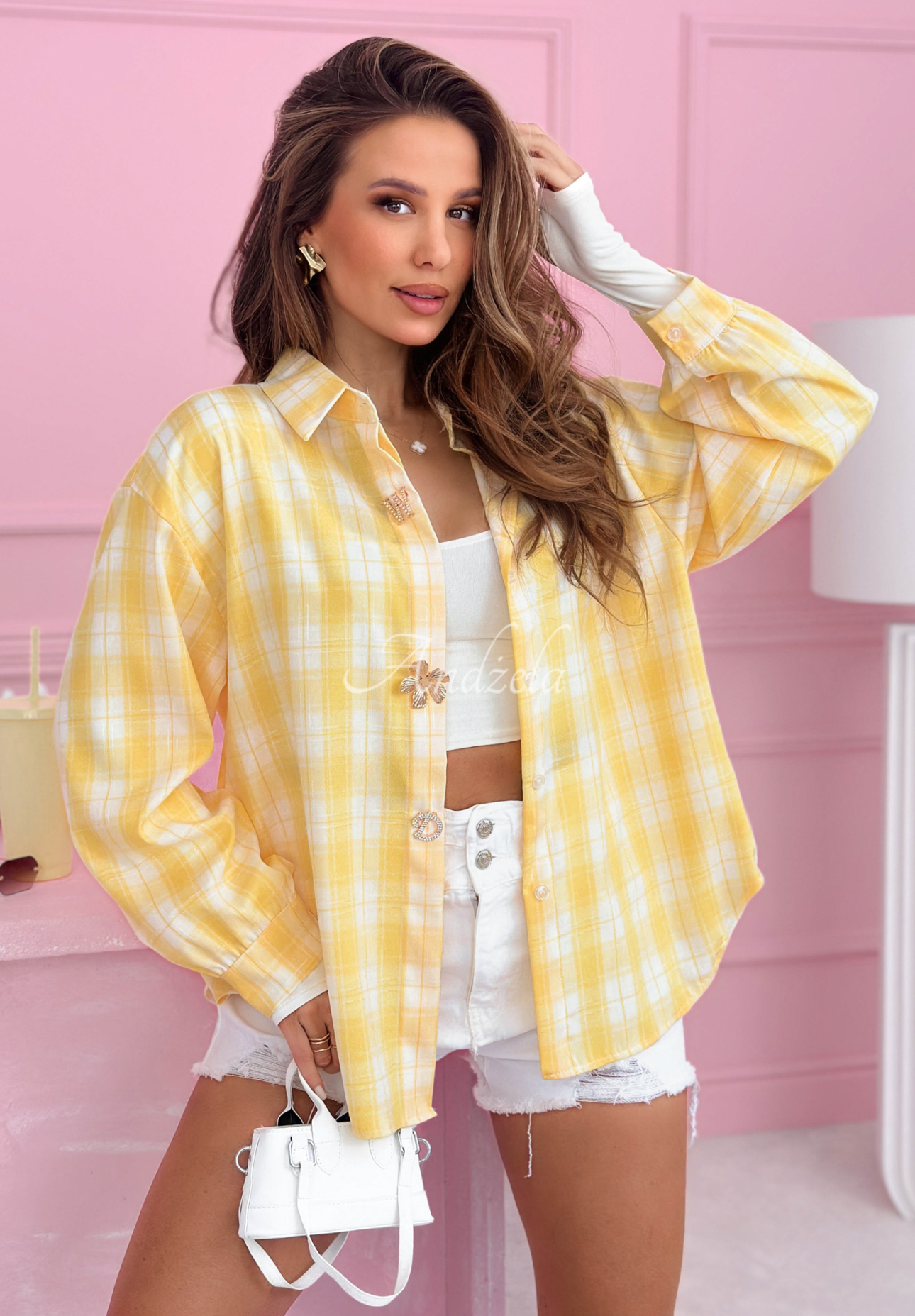 Colors &amp; Squares yellow viscose check shirt