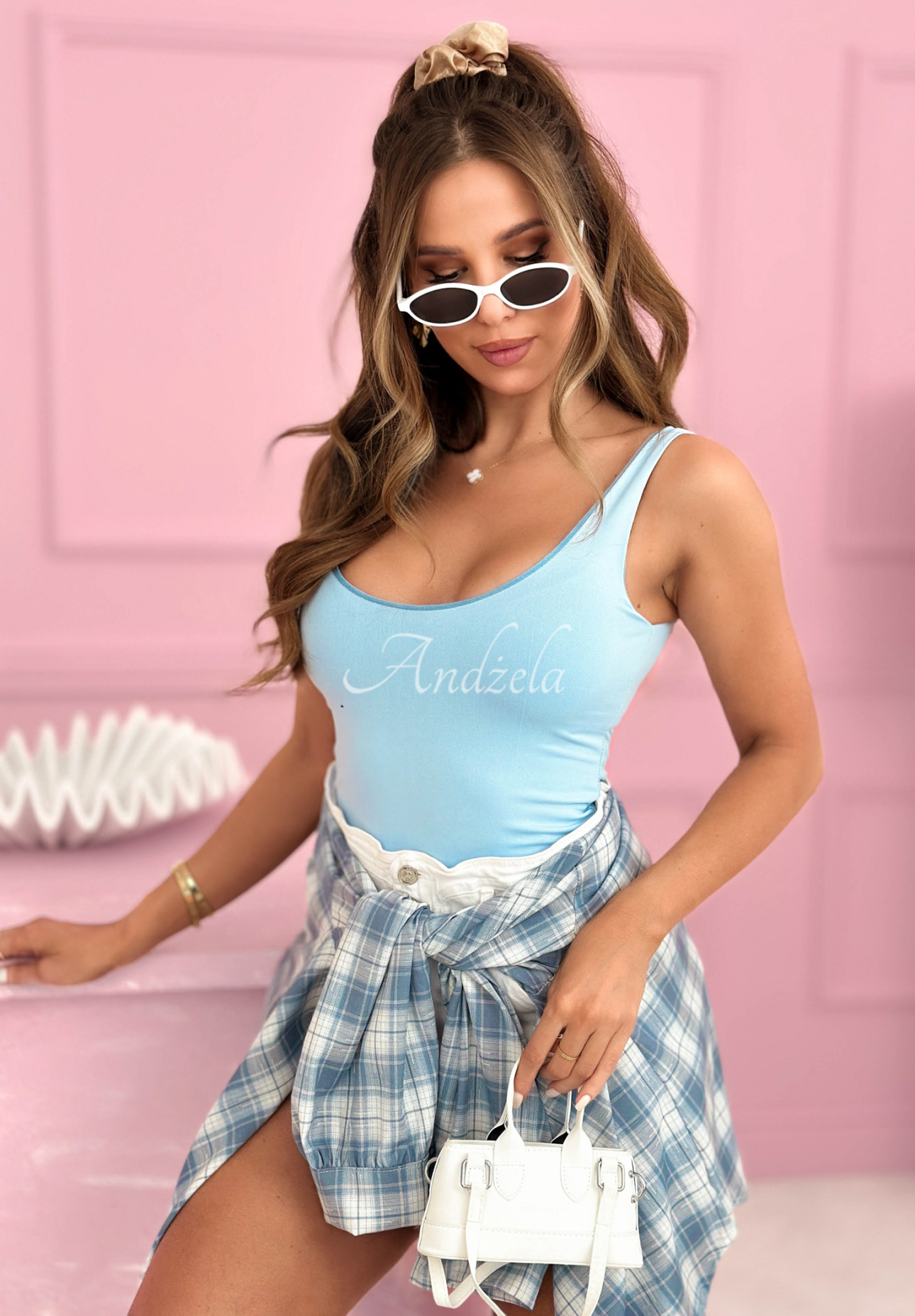 Solaria sky blue strappy top