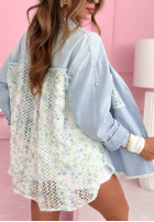 Jeansowa koszula z koronką Lace On My Mind niebieska