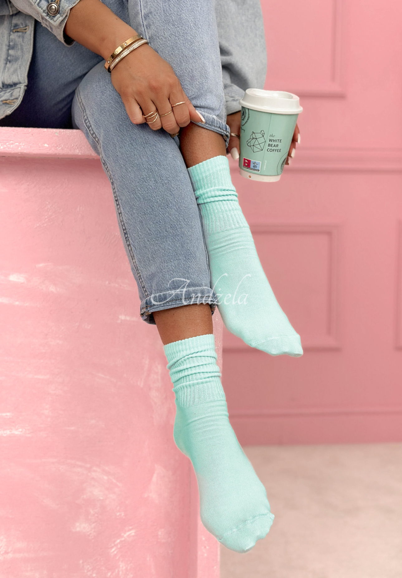 Always Me long striped socks, sky blue 