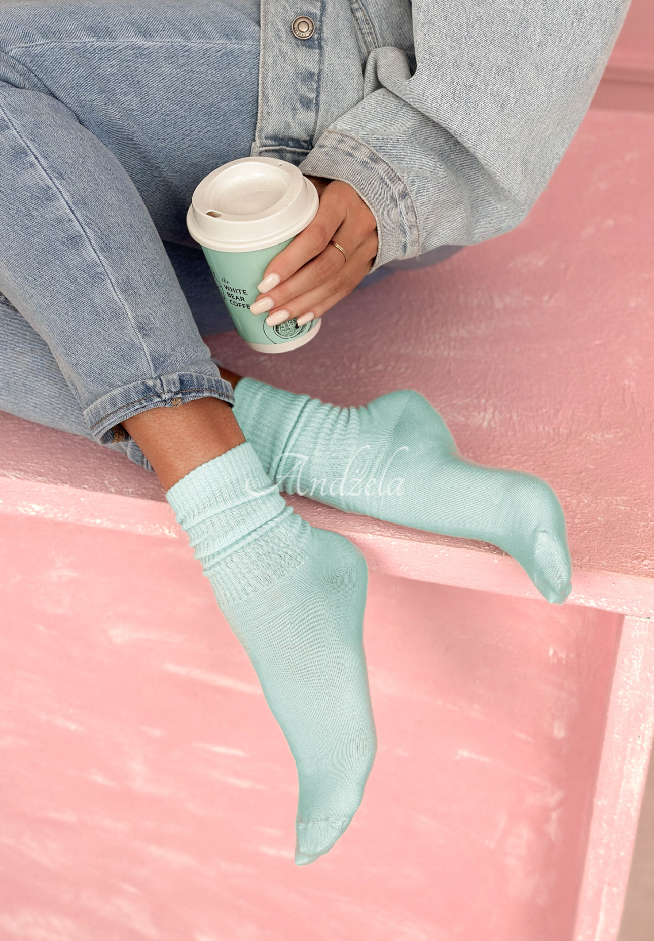 Długie prążkowane skarpetki Always Me błękitne 