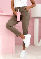 Materiałowe spodnie Archie beżowe