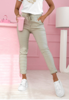 Materiałowe spodnie Archie beżowe