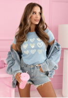 T-shirt z serduszkami A Lot Of Hearts błękitny