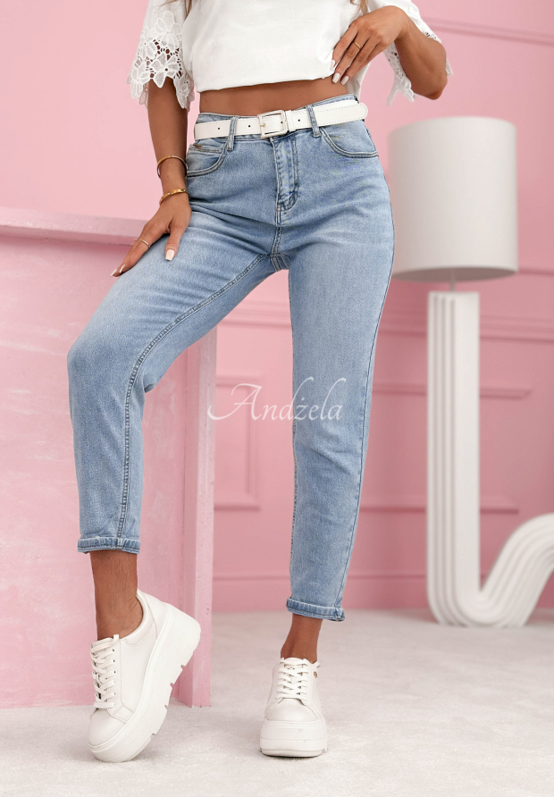 Elena blue skinny jeans with belt