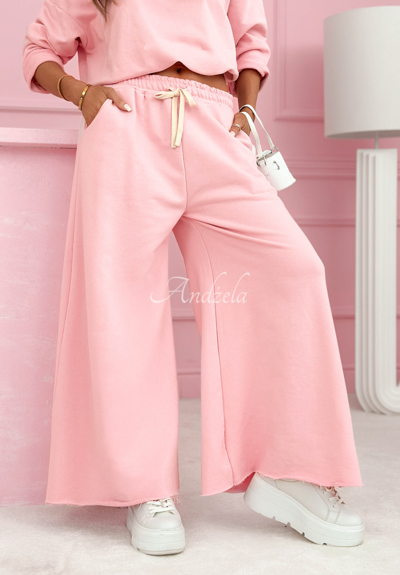 Always On Time powder pink cotton tracksuit set