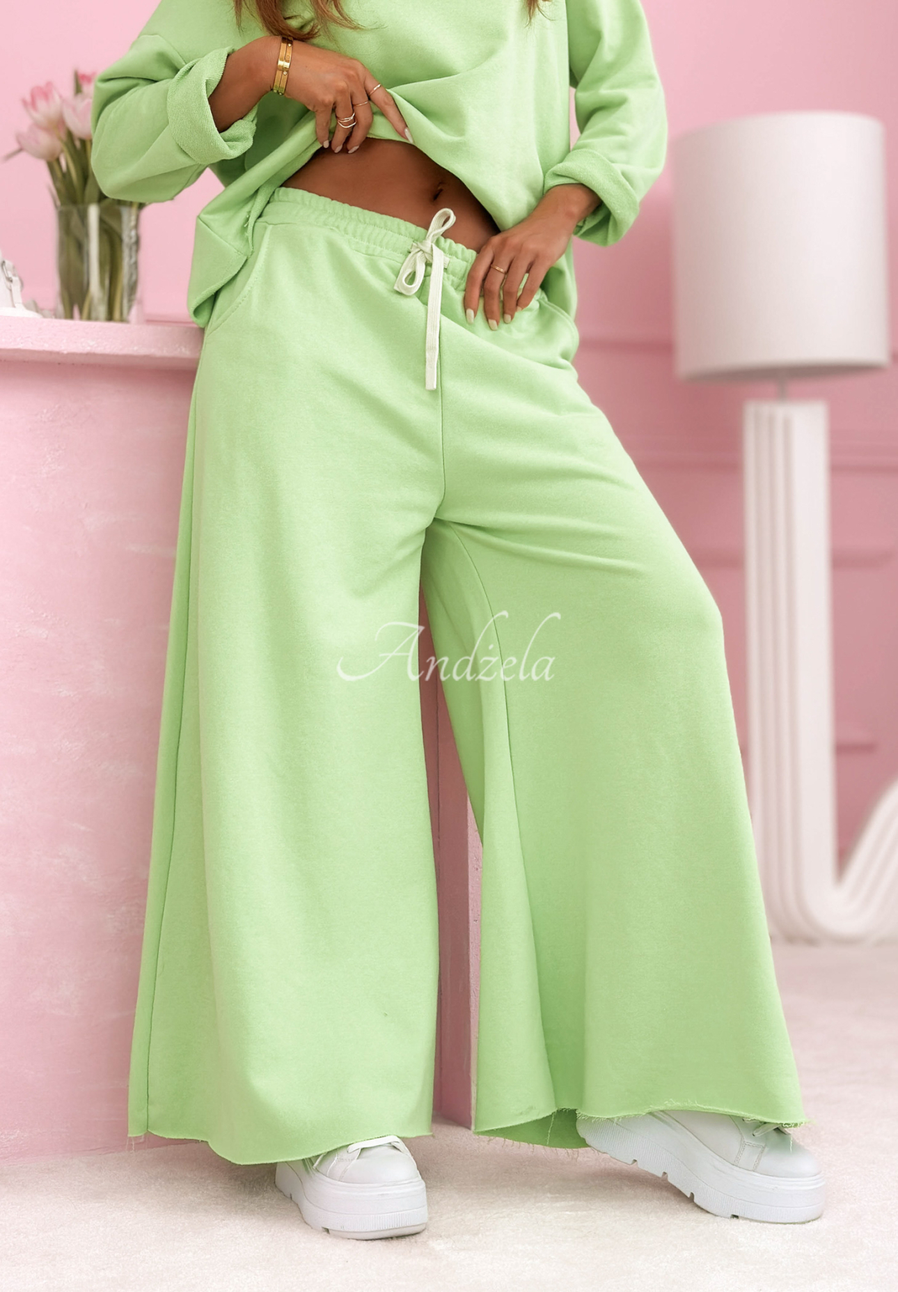 Bawełniany komplet dresowy Always On Time pistacjowy