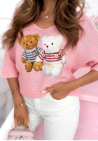 Bluzka oversize z misiami Bearry Cute różowa