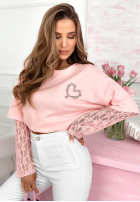 Bluza z koronkowymi rękawami i serduszkiem Addison żółta