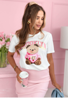 Cotton T-shirt with Brooklyn Style print, white