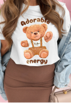 T-shirt z nadrukiem Adorable biały