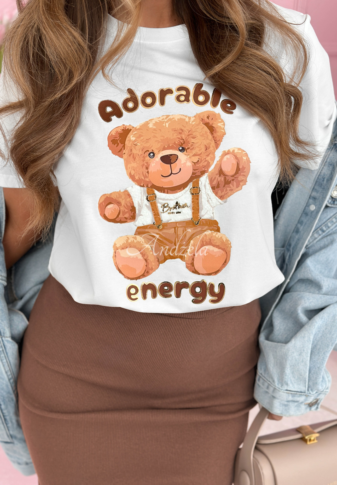 Bawełniany t-shirt z nadrukiem Adorable biały