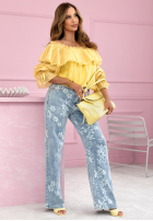 Sukienka mini z falbankami Arlena błękitna