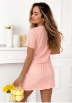 Tweedowy komplet bluzka i spódniczka mini Anastasia żółty