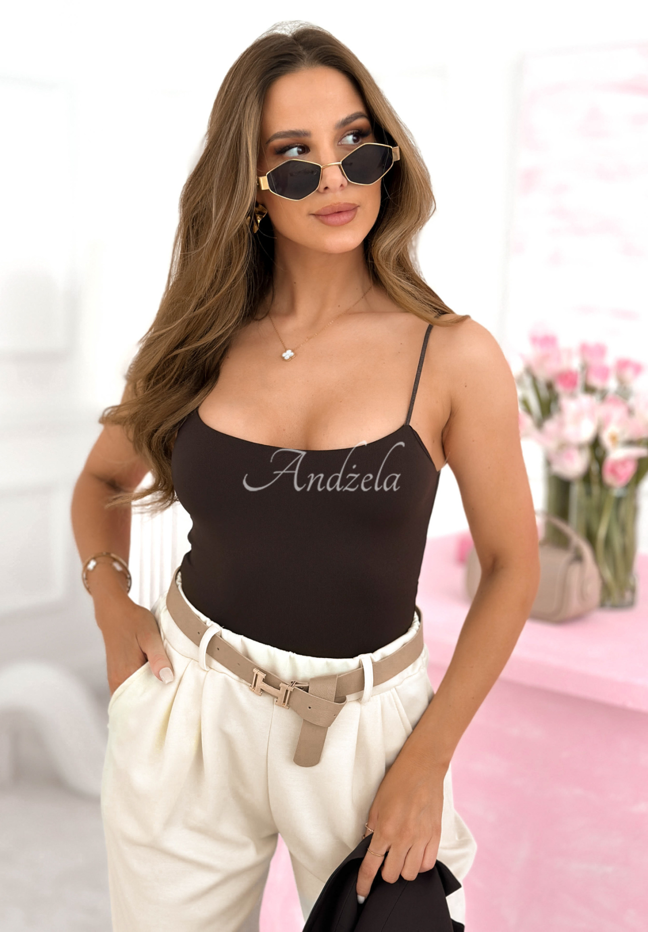 Adelle chocolate strappy top 