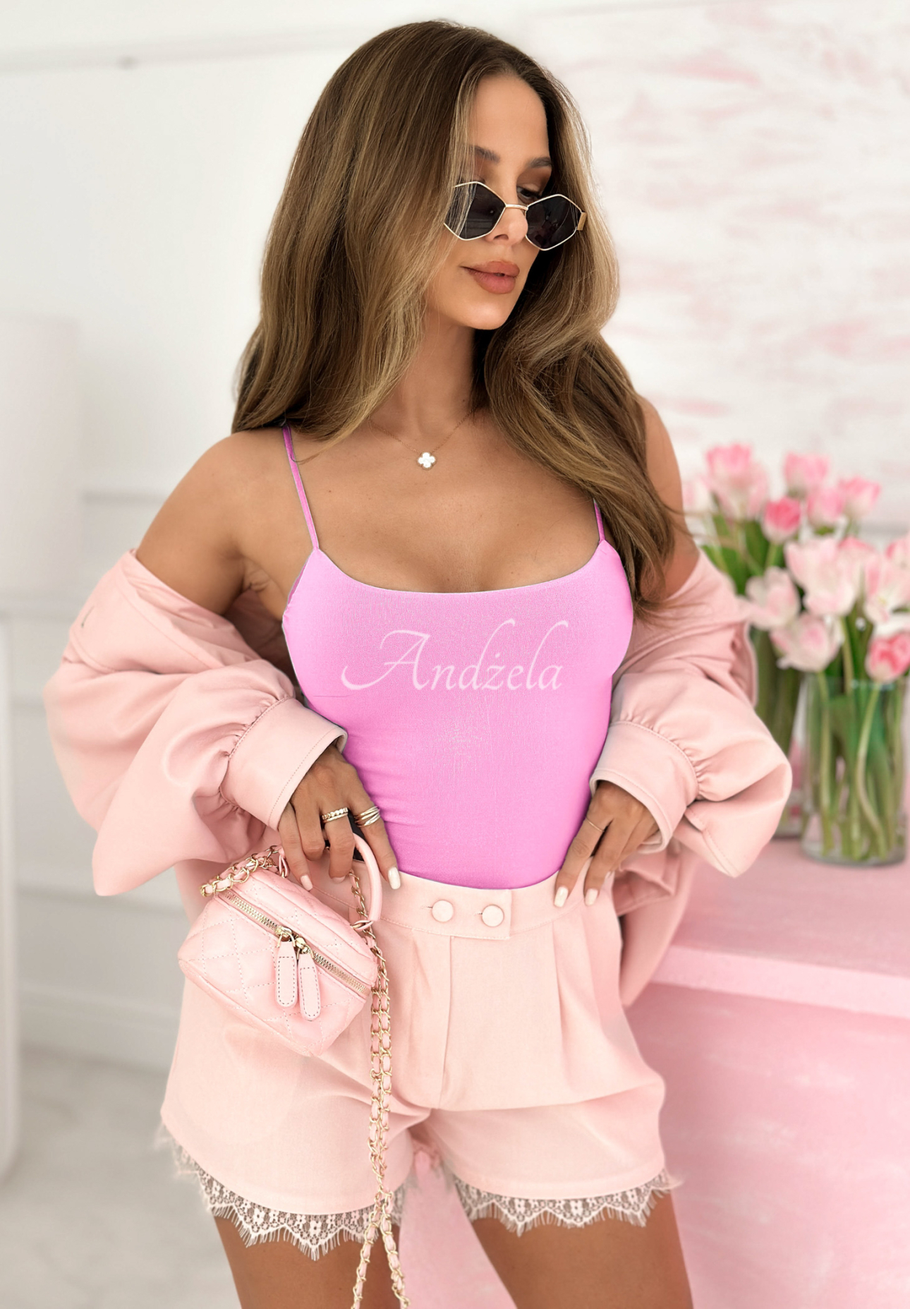 Adelle pink strappy top 