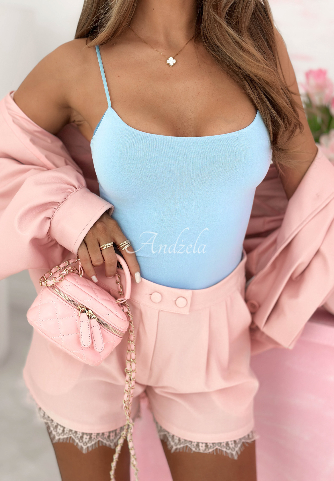 Adelle strappy top, sky blue 