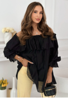 Sukienka mini z falbankami Arlena błękitna