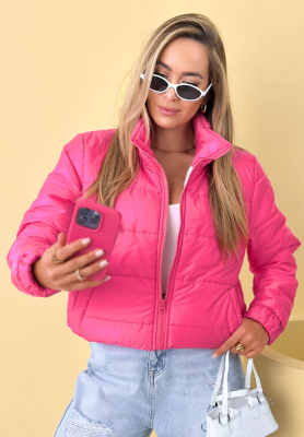 Pikowana kurtka ze st&oacute;jką Soft Morning r&oacute;żowa