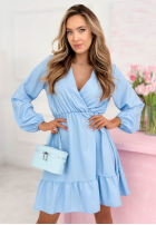 Kopertowa sukienka z falbankami Valentina różowa