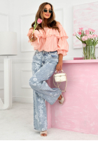 Sukienka mini z falbankami Arlena błękitna