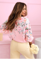 Kwiecista bluza ze ściągaczem Fiorabelle pistacjowa