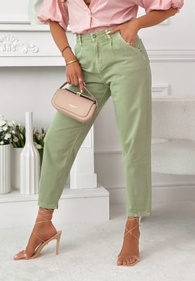 Spodnie jeansowe balloon Gracie pistacjowe