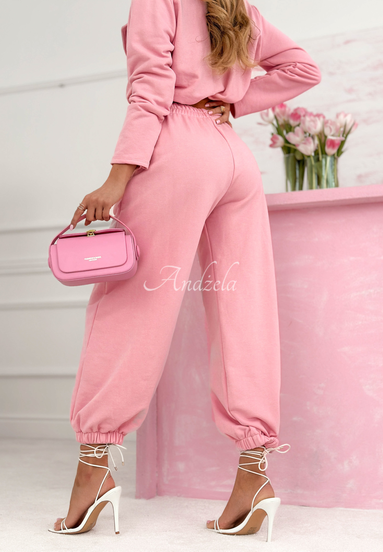 Gregoria powder pink cotton tracksuit set