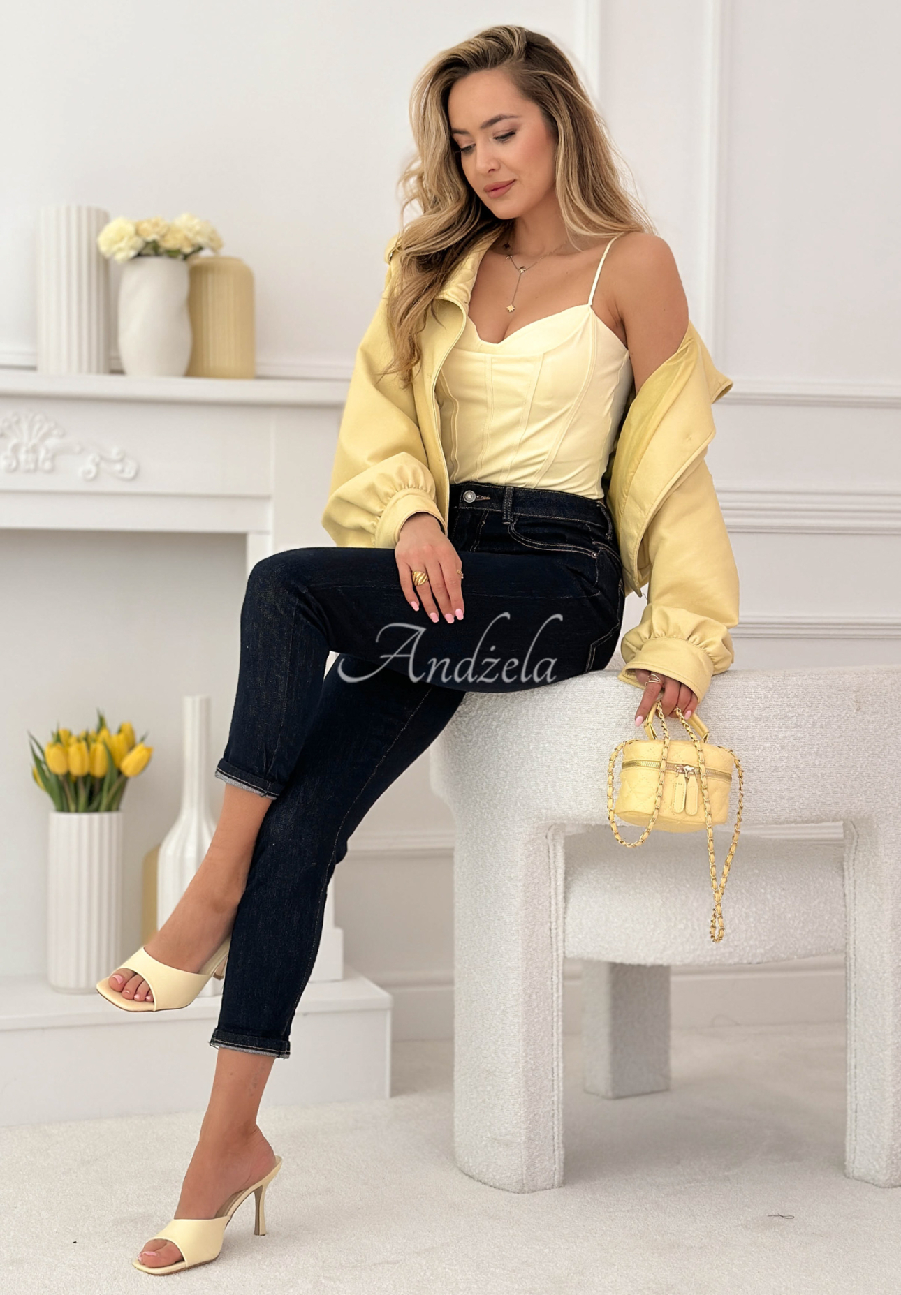 Spodnie jeansowe skinny Sounds Familiar granatowe