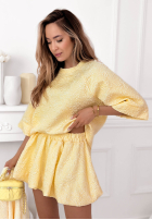 Kreszowana bluzka z krótkimi rękawami Layla żółta