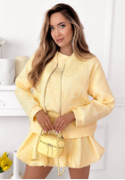 Krótka kreszowana kurtka bomberka Layla żółta