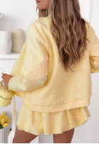 Krótka kreszowana kurtka bomberka Layla żółta