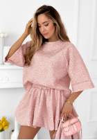 Krótkie kreszowane spodenki o kroju bombki Layla żółte