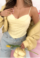 Gorsetowy top z dekoltem Mabel żółty