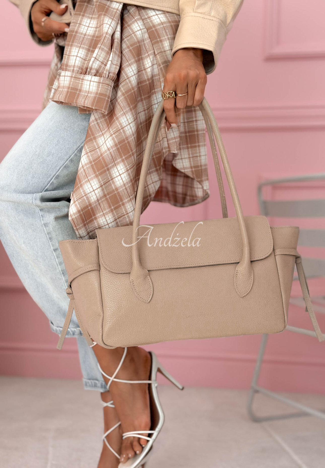 Skórzana torebka Patrice beżowa