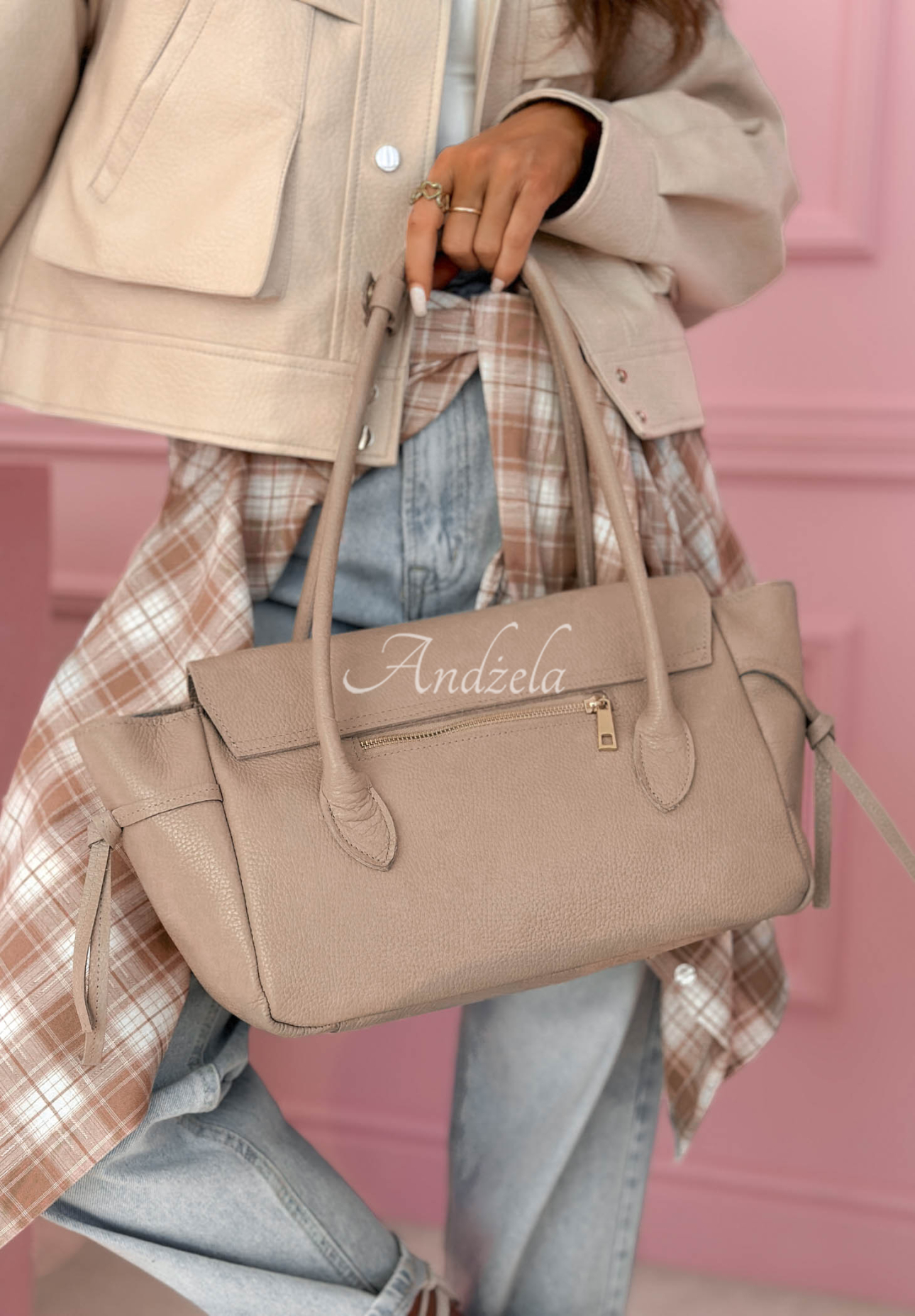 Patrice beige leather handbag